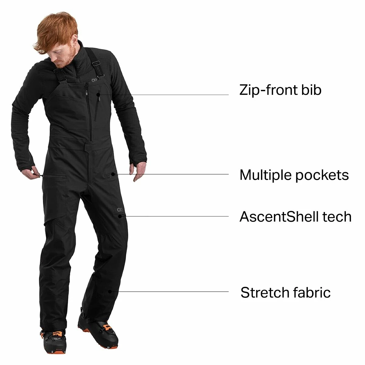 Outdoor Research Skytour AscentShell Bib Pant Men's 4 Outdoor Research Skytour AscentShell Bib Pant Men's - Image 2